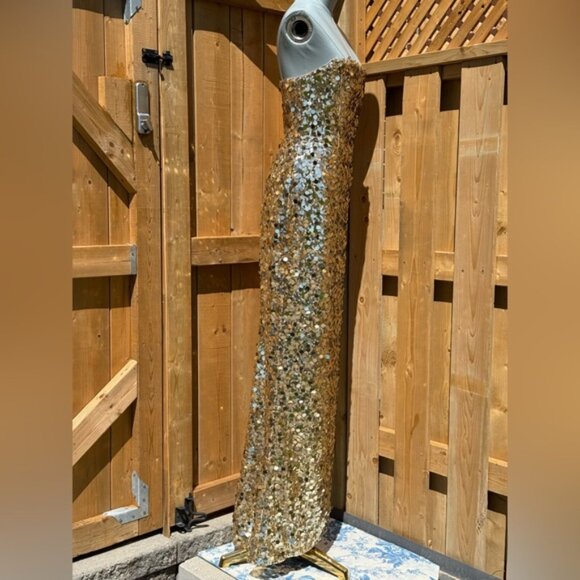 🆕 BRONX & BANCO 🧿 NWOT Farah Strapless Sequins Gown, Gold, Sz M US 6 - Picture 6 of 16